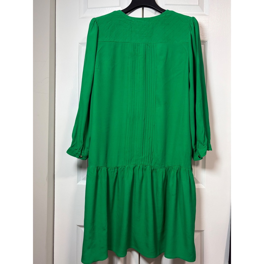 Maeve Anthropologie Green Pintuck Drop Waist Mini Dress Pockets Size 10 NEW - Picture 12 of 12